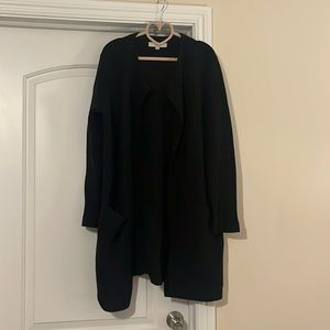 Loft Long Black Open Sweater Cardigan Coatigan Size Large L